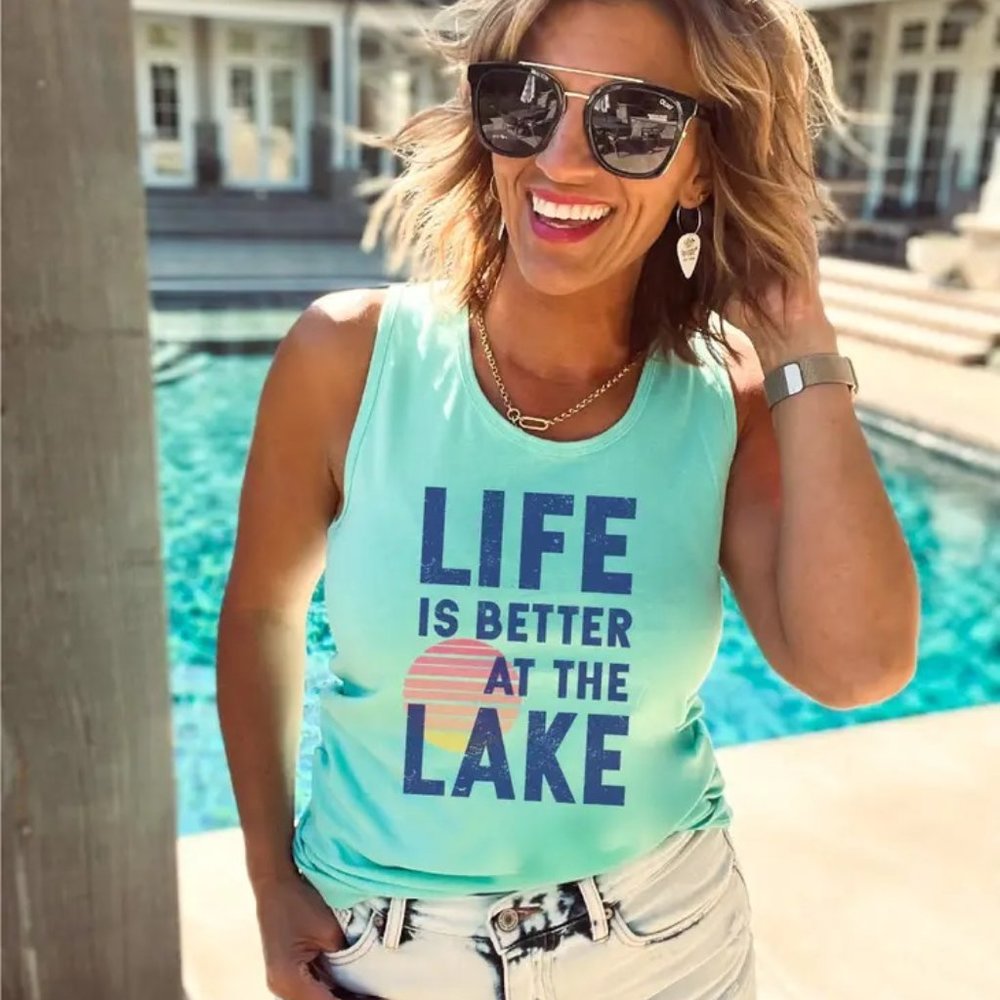 Life is better at the lake unisex graphic tank